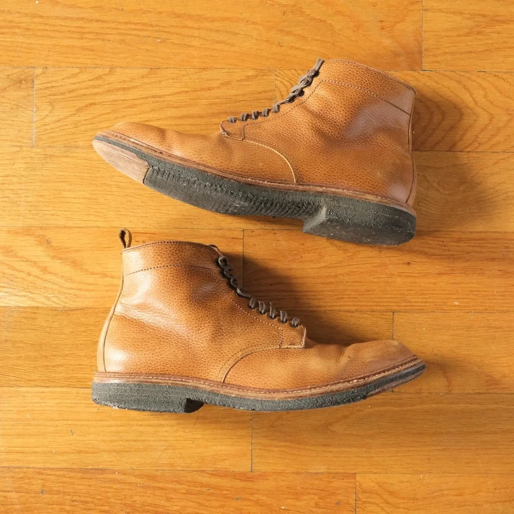 Alden for J.Crew Country Calfskin Plain Toe Boots Tan Pebble Grain 10.5 D D4816H